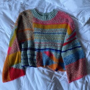 Colorful Patchwork Knit Sweater